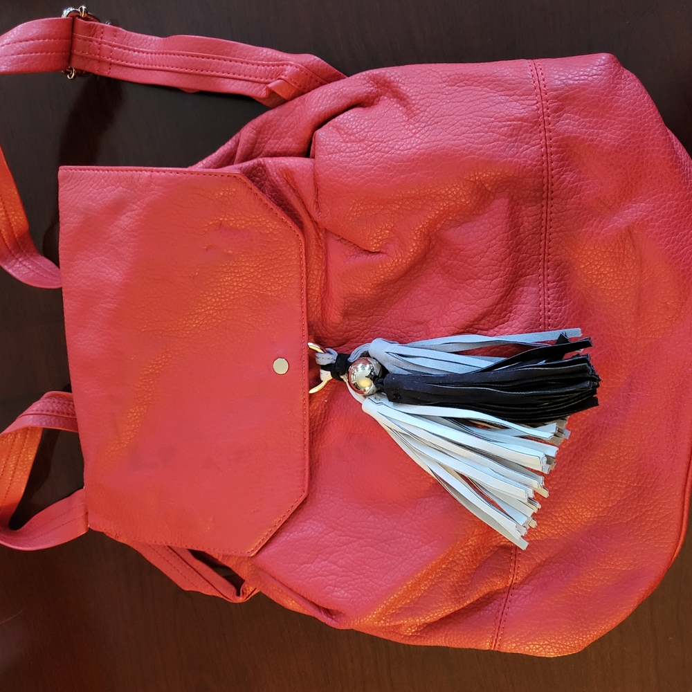 Deux Lux Red Backpack with Decorative Tassel